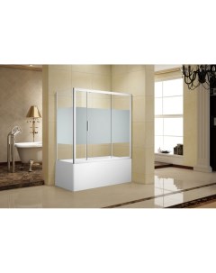 Шторка для ванны c боковой стенкой Practic 80х150x150 254247 стекло прозрачное шелкография профиль х Aquanet