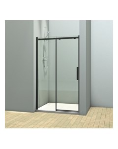 Душевая дверь в нишу 140х195 VN70 раздвижная стекло прозрачное профиль черный Veconi