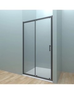 Душевая дверь в нишу 140х190 VN72 раздвижная стекло прозрачное профиль черный Veconi
