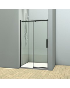 Душевая дверь в нишу 120х195 VN70 раздвижная стекло прозрачное профиль черный Veconi
