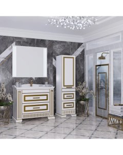 Мебель для ванной Оникс 100 белый с золотой патиной Opadiris