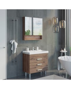 Мебель для ванных комнат Никосия 00 00007621 80 см напольная темно коричневая Comforty