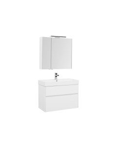 Комплект мебели Бруклин 85 см подвесная 2 ящика белая Aquanet