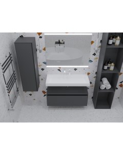 Мебель для ванной комнаты Flat 100 см антрацит глянцевая Armadi art