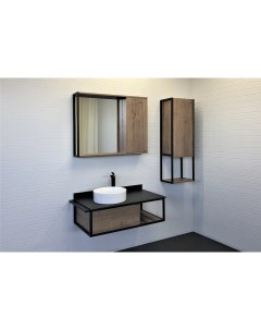 Мебель для ванных комнат Лиссабон 00 00006269 94 см подвесная темно коричневая с левой черной столеш Comforty
