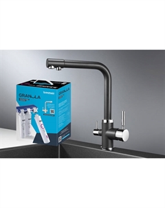 Комплект кухонный смеситель с встроенным фильтром 2015 Чёрный+АКС-002 Granula