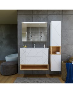 Мебель для ванной комнаты Кристалл 100 см белая Бриклаер