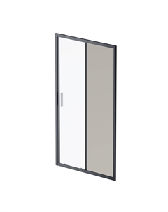 Душевая дверь Gem Solo 110х195 раздвижное стекло прозрачное, стационарное - тонированное, профиль черный Am.pm.