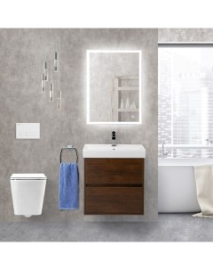 Мебель для ванной комнаты Neon 60 см подвесная 2 ящика Rovere Scuro Belbagno