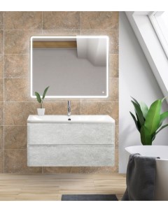 Мебель для ванной комнаты Albano 90 см подвесная 2 ящика Cemento Verona Grigio Belbagno