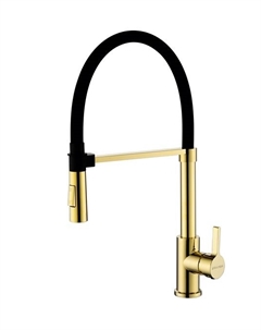 Смеситель для кухни Halt Ha214021-G, золото, с гибким изливом Paulmark