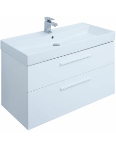 Комплект мебели Nova 100 см подвесная 2 ящика белая глянцевая Aquanet