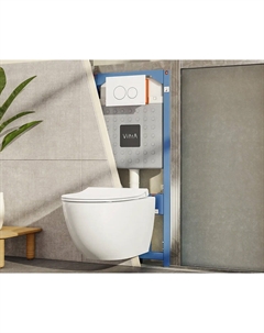 Комплект подвесного унитаза Sento L-Box 9830B003-7207 с инсталляцией и кнопкой, сиденье микролифт Vitra