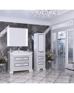 Мебель для ванной Оникс 100 белый с серебряной патиной Opadiris