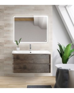 Мебель для ванной комнаты Albano 90 см подвесная 2 ящика Rovere Nature Grigio Belbagno