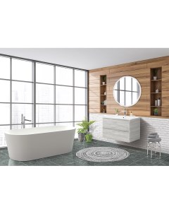 Мебель для ванной комнаты Albano Cer 80 см подвесная 2 ящика Rovere Vintage Bianco Belbagno