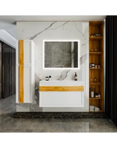 Мебель для ванной комнаты Берлин 100 см белая глянцевая Бриклаер
