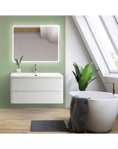 Мебель для ванной комнаты Albano 120 см подвесная 2 ящика белая Belbagno