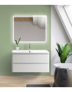 Мебель для ванной комнаты Albano 90 см подвесная 2 ящика белая Belbagno