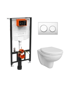 Комплект подвесного унитаза S10 L-Box 9842B003-7206 с инсталляцией и кнопкой, сиденье микролифт Vitra