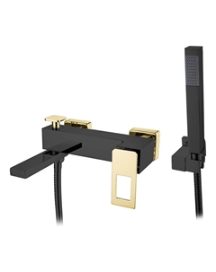 Смеситель для ванны с душем Q BlackGold 143-BG черный, золото Boheme