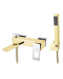 Смеситель для ванны с душем Q GoldChrome 143-GCR золото, хром Boheme