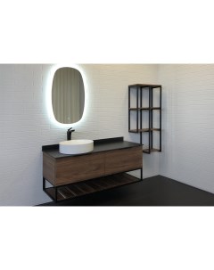 Комплект мебели Порто 00 00000828 120 см подвесная коричневая с черной столешницей Comforty