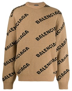 Balenciaga джемпер с логотипом нейтральные цвета Balenciaga