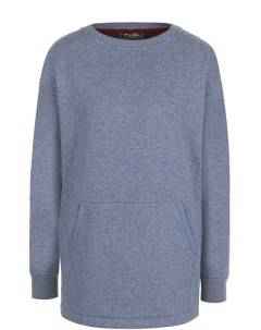 Кашемировый пуловер с круглым вырезом и накладным карманом Loro piana