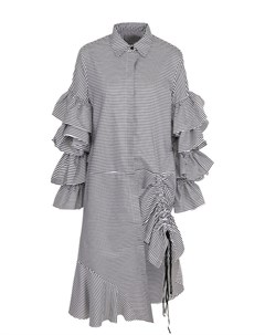 Хлопковое платье рубашка с оборками Preen by thornton bregazzi
