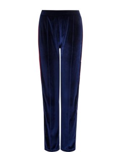 Бархатные брюки прямого кроя с контрастными лампасами Forte dei marmi couture