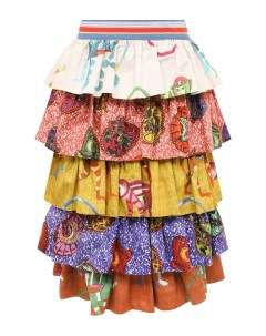 Хлопковая многоярусная юбка с принтом Stella jean