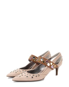 Замшевые туфли с кристаллами на каблуке kitten heel Bottega veneta