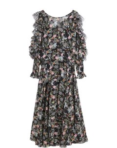 Приталенное платье миди с принтом и оборками Preen by thornton bregazzi