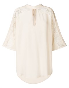 Ermanno ermanno блузка с кружевными вставками нейтральные цвета Ermanno ermanno