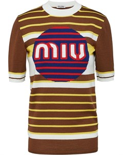 Miu miu трикотажный пуловер с логотипом 44 коричневый Miu miu