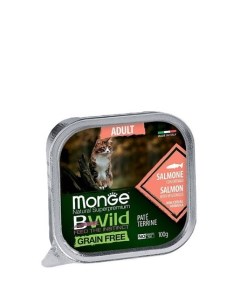 Cat BWild Grain Free Беззерновые консервы для взрослых кошек лосось с овощами 100 г Monge