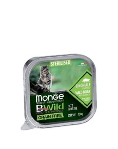 Cat BWild Grain Free Беззерновые консервы для стерилизованных кошек мясо кабана с овощами 100 г Monge