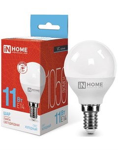 Лампа светодиодная 4690612024929 LED ШАР VC 11Вт шар 6500К холодный белый E14 1050лм In home