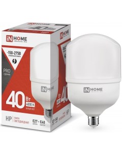 Лампа светодиодная 4690612031095 высокомощная LED HP PRO 40Вт цилиндр 4000К нейтральный белый E27 38 In home