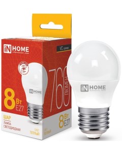 Лампа светодиодная 4690612020563 LED ШАР VC 8Вт шар 3000К теплый белый E27 760лм In home
