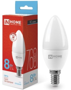 Лампа светодиодная 4690612024806 LED СВЕЧА VC 8Вт свеча 6500К холодный белый E14 760лм In home
