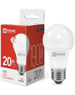 Лампа светодиодная 4690612020303 LED A60 VC 20Вт грушевидная 4000К нейтральный белый E27 1900лм In home