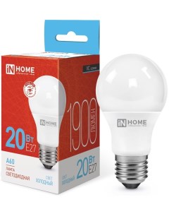 Лампа светодиодная 4690612020310 LED A60 VC 20Вт грушевидная 6500К холодный белый E27 1900лм In home