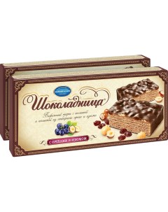 Вафельный торт Шоколадница с орехами и изюмом 250г упаковка 2 шт Коломенский