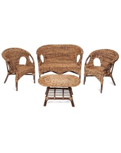 Комплект для отдыха Mandalino 05 21 диван кресла стол овальный без подушек walnut грецкий орех плете Tetchair