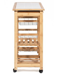 Столик передвижной кухонный разделочный mod JW3 2063 натуральный прессованный бамбук плитка Tetchair
