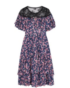 Приталенное платье миди с цветочным принтом и оборками Rebecca taylor