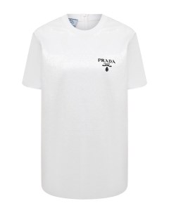 Хлопковая футболка с отделкой пайетками Prada