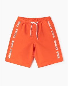 Оранжевые плавательные шорты с надписью для мальчика Gloria jeans